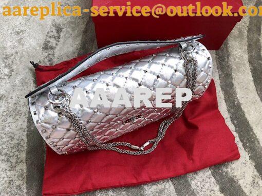 Replica Valentino Garavani Rockstud Spike Medium Metallic Quilted Leat 3