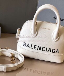 Replica Balenciaga Ville Top Handle Bag In White Small Grain Calfskin