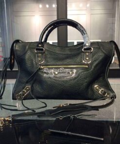 Replica Balenciaga Classic Goatskin Metallic Edge City Black