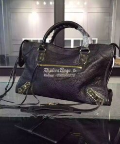 Replica Balenciaga Classic Goatskin Metallic Edge City Black 2