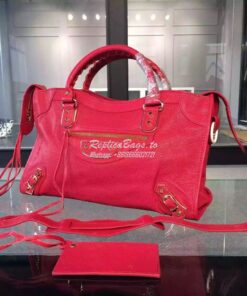 Replica Balenciaga Classic Goatskin Metallic Edge City Red 2