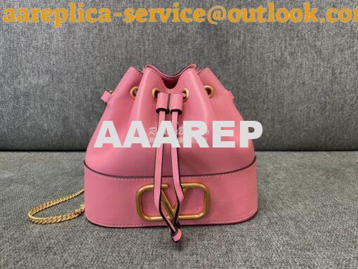 Replica Valentino Mini Bucket Bag In Nappa Leather with VLogo Signatur