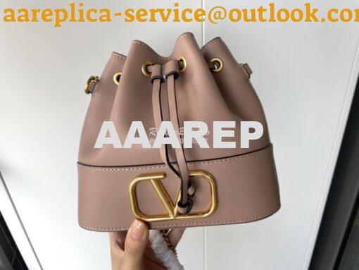 Replica Valentino Mini Bucket Bag In Nappa Leather with VLogo Signatur 4