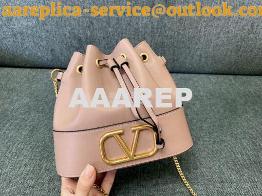 Replica Valentino Mini Bucket Bag In Nappa Leather with VLogo Signatur 5