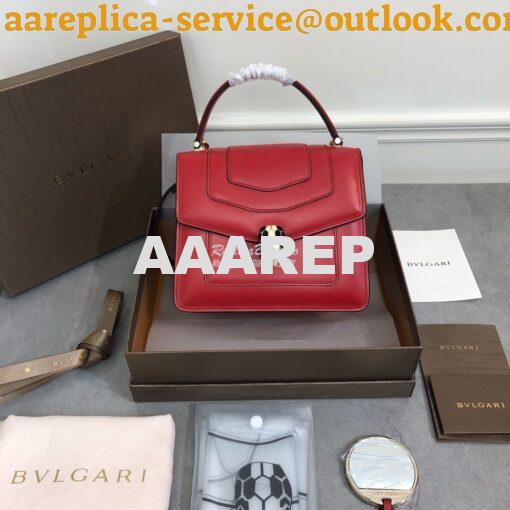 Replica Bvlgari Serpenti Forever Flap Cover Bag with Handle 284537 Red