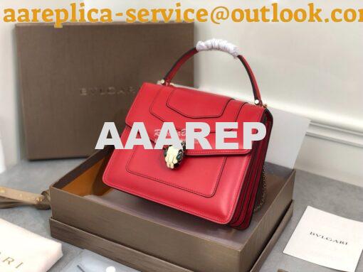 Replica Bvlgari Serpenti Forever Flap Cover Bag with Handle 284537 Red 2