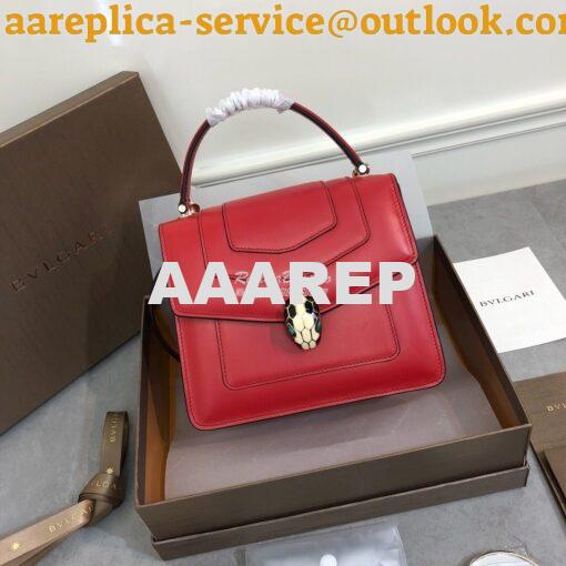 Replica Bvlgari Serpenti Forever Flap Cover Bag with Handle 284537 Red 3