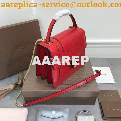 Replica Bvlgari Serpenti Forever Flap Cover Bag with Handle 284537 Red 6