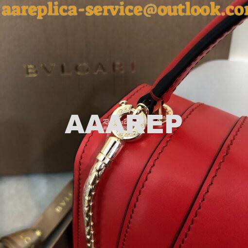 Replica Bvlgari Serpenti Forever Flap Cover Bag with Handle 284537 Red 8