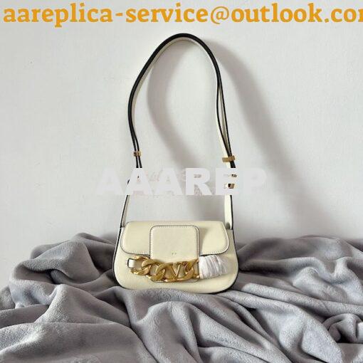 Replica Valentino VLogo Chain Calfskin Shoulder Bag 1W2B0K White 3