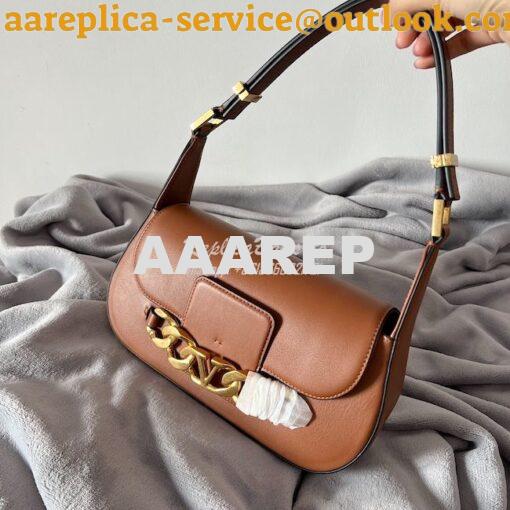 Replica Valentino VLogo Chain Calfskin Shoulder Bag 1W2B0K Brown 15
