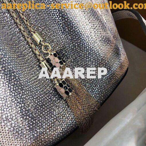 Replica Bvlgari Serpenti Forever Bucket Bag in Crystal Rose Metallic K 5