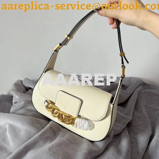 Replica Valentino VLogo Chain Calfskin Shoulder Bag 1W2B0K White 13