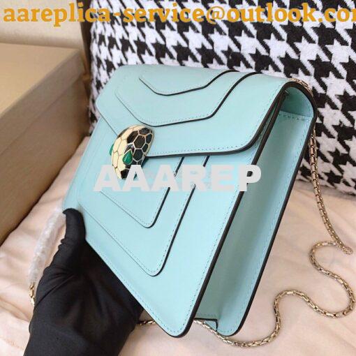Replica Bvlgari Serpenti Forever Flap Cover Bag 19s Glacier Turquoise 4