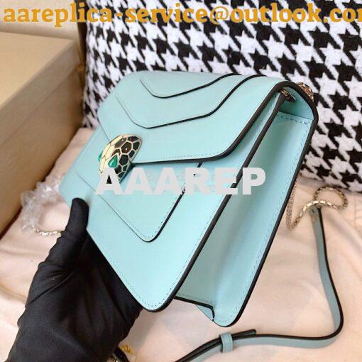 Replica Bvlgari Serpenti Forever Flap Cover Bag 19s Glacier Turquoise 9