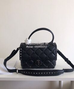 Replica Valentino Candystud Black Rockstuds Top Handle Bag Black 2