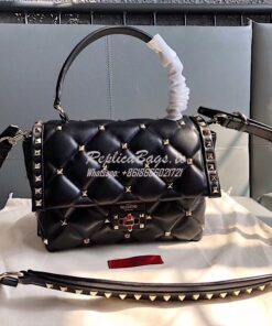 Replica Valentino Candystud Top Handle Bag Black