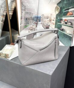 Replica Loewe Small Puzzle Bag In Soft Grained Calfskin A510P60 Pearl 2