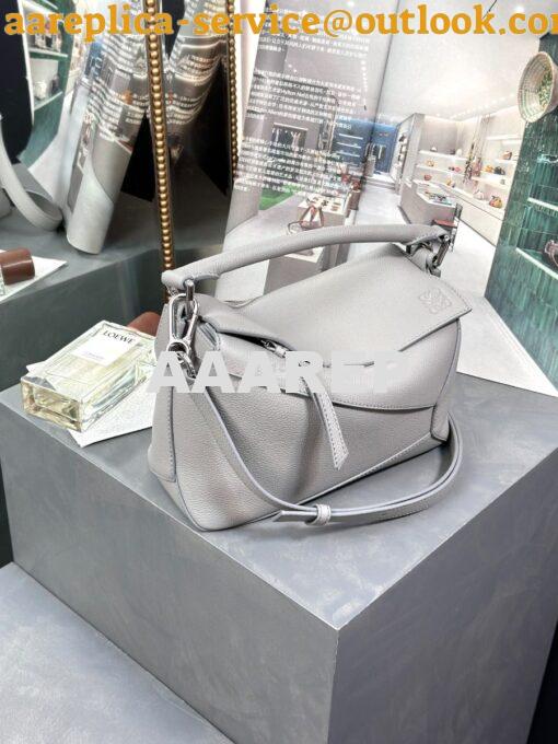 Replica Loewe Small Puzzle Bag In Soft Grained Calfskin A510P60 Pearl 3