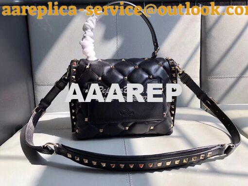 Replica Valentino Candystud Top Handle Bag Black 6