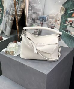 Replica Loewe Small Puzzle Bag In Soft Grained Calfskin A510P60 White