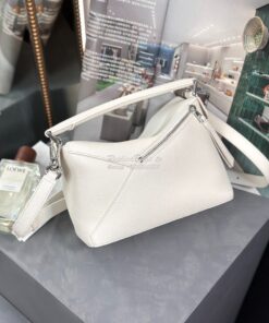Replica Loewe Small Puzzle Bag In Soft Grained Calfskin A510P60 White 2