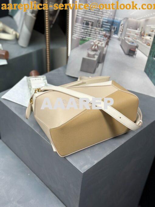 Replica Loewe Small Puzzle Bag In Classic Calfskin A510P60 Angora/Dust 4