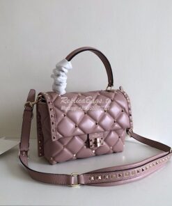 Replica Valentino Candystud Top Handle Bag Dusty Pink