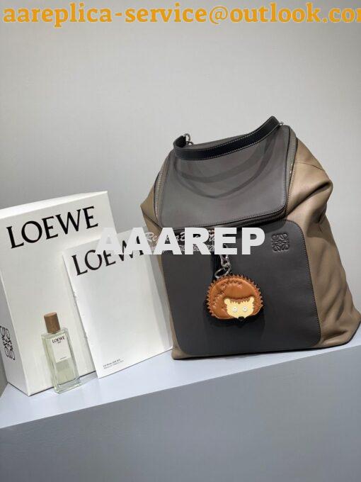 Replica Loewe Goya Backpack in Soft Natural Calfskin 66009 Dark Brown/ 2