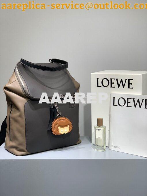 Replica Loewe Goya Backpack in Soft Natural Calfskin 66009 Dark Brown/ 3