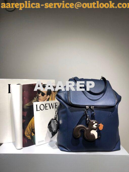 Replica Loewe Goya Backpack in Soft Natural Calfskin 66009 Deep Blue 4