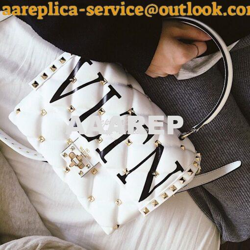 Replica Valentino Candystud Top Handle Bag VLTN White 4