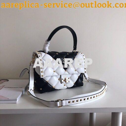 Replica Valentino Candystud Top Handle Bag Black White