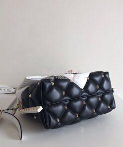 Replica Valentino Candystud Top Handle Bag Black White 2