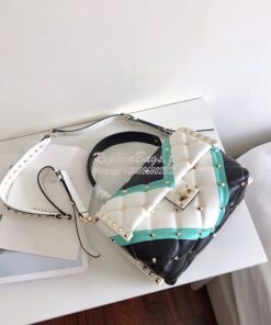 Replica Valentino Candystud Top Handle Bag Green White Black