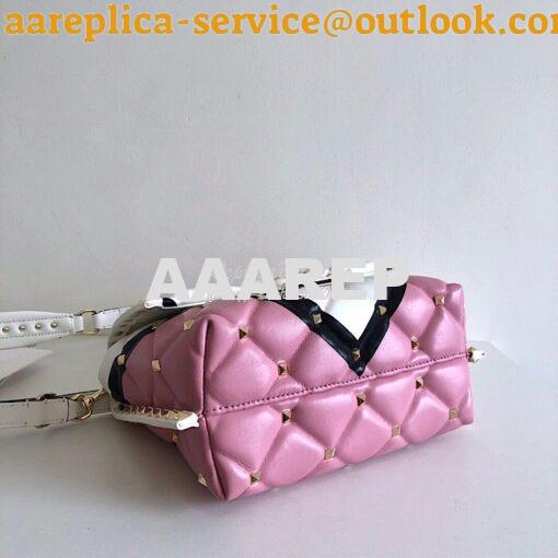 Replica Valentino Candystud Top Handle Bag Pink White Black 4