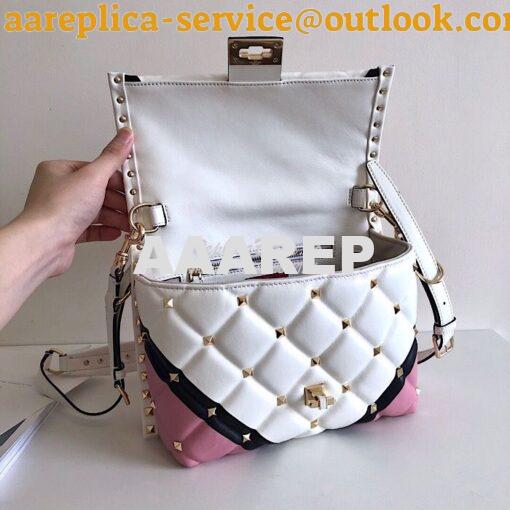 Replica Valentino Candystud Top Handle Bag Pink White Black 5