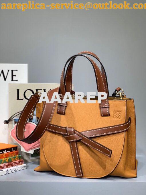 Replica Loewe Gate Top Handle Small Bag 66053 Light Caramel/Pecan 4