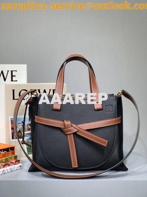 Replica Loewe Gate Top Handle Small Bag 66053 Black/Pecan 4