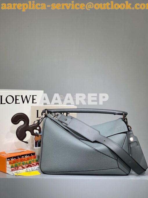 Replica Loewe Puzzle Large Bag in Soft Grained Leather 66003 Ash Blue