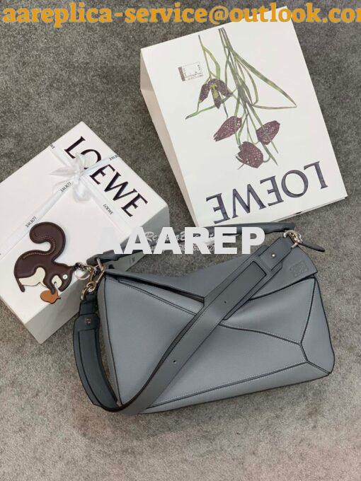 Replica Loewe Puzzle Large Bag in Soft Grained Leather 66003 Ash Blue 2
