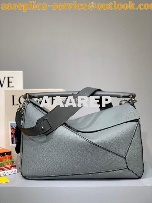 Replica Loewe Puzzle Large Bag in Soft Grained Leather 66003 Ash Blue 4