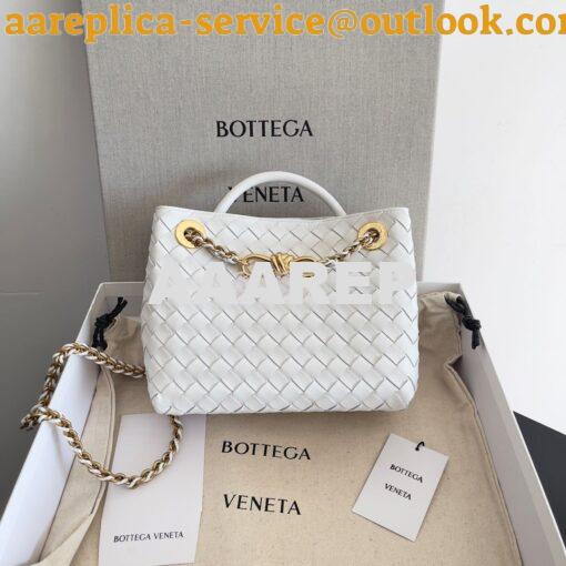 Replica Bottega Veneta BV Small Andiamo With Chain 786008 White Intrec