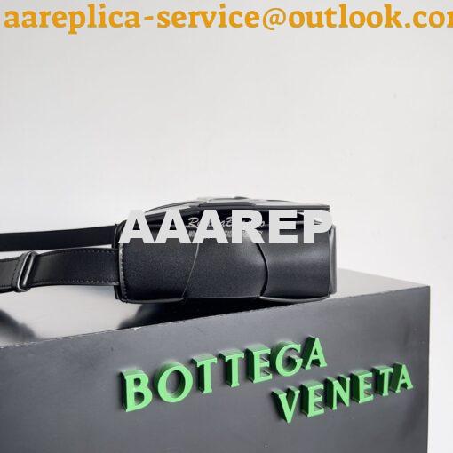 Replica Bottega Veneta BV Cassette Wave Checked Calfskin 755161 Black 3