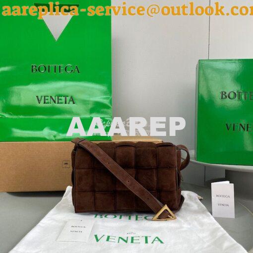 Replica Bottega Veneta BV Padded Cassette Bag in Suede Dark Brown 5919