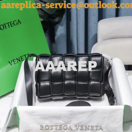 Replica Bottega Veneta BV Padded Cassette Bag in Black Lambskin Silver 3