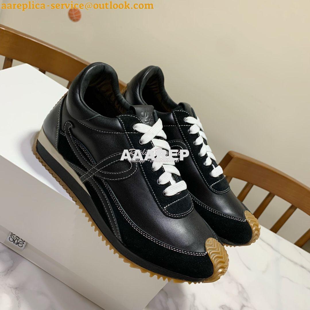 Replica Loewe Flow Runner in Suede L815282 Black Leather 3 Replica Loewe Flow Runner in Suede L815282 Black Leather 3