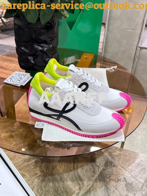 Replica Loewe Flow Runner In Nylon And Suede L815282 White-Neon Pink 3