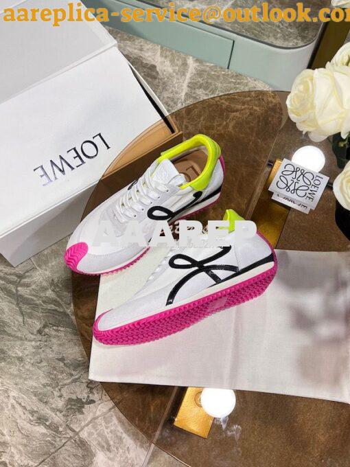 Replica Loewe Flow Runner In Nylon And Suede L815282 White-Neon Pink 4