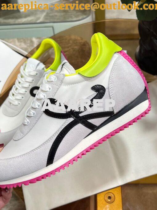 Replica Loewe Flow Runner In Nylon And Suede L815282 White-Neon Pink 5